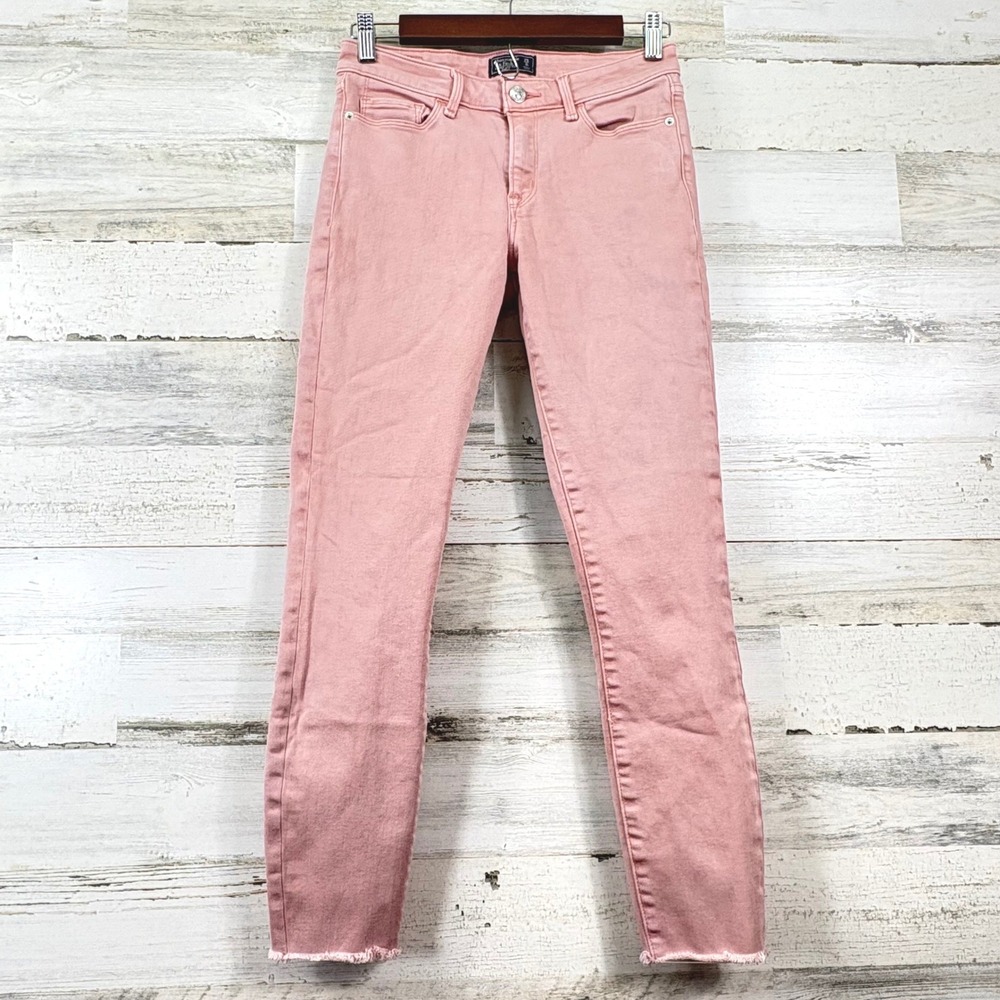 Abercrombie & Fitch Harper Ankle Jeans Womens 25 Pink Low Rise Raw Hem Coquette